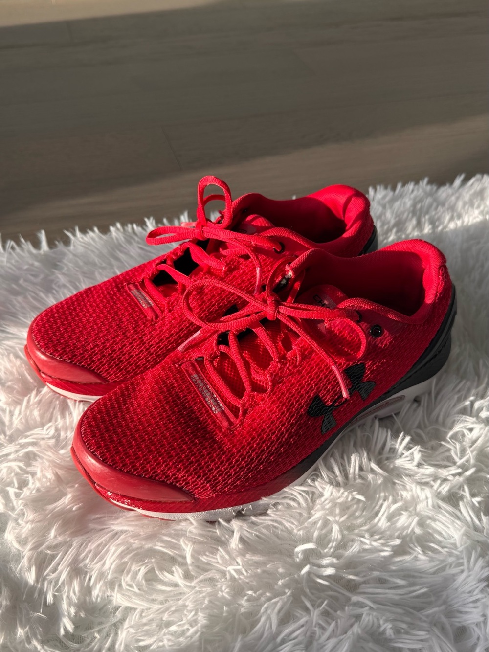 Under Armour Red and Black Mesh Running Shoes